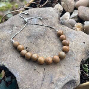 New! .925 Sterling Silver Zebra Jasper Bead Bracelet Size 9.5